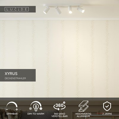 Lucide XYRUS - Deckenstrahler - LED Dim to warm - GU10 - 4x5W 2200K/3000K - Weiß
